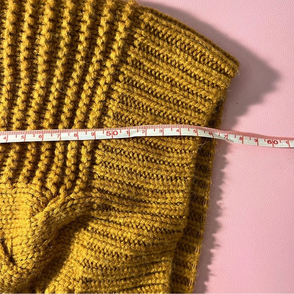 Mustard Yellow Open Braided Knit Cardigan - Picture 9 of 9